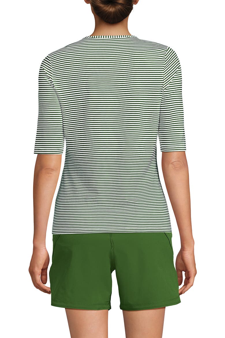 SunShade UPF 50 Elbow Sleeve Rash Guard Swim Tee, Alternate, color, Fusion Green Mini Stripe