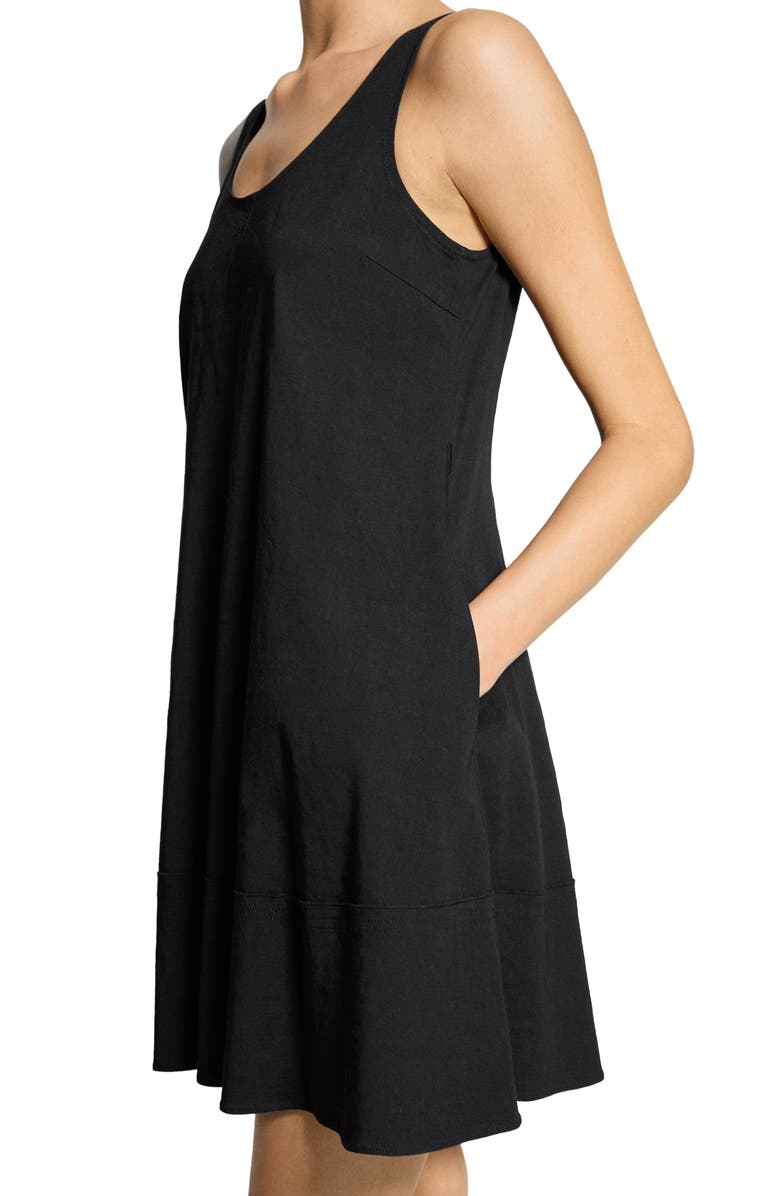 Theory Stretch Linen Blend Tank Dress, Alternate, color, Black