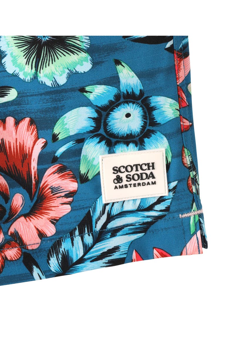 Scotch & Soda Full Bloom Swim Trunks, Alternate, color, Lyons Blue