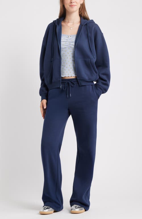 Bp. Relaxed Cotton Blend Zip Hoodie In Blue