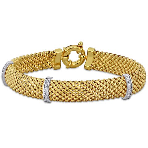 Cubic Zirconia Popcorn Bangle Two-Tone Silver