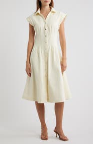 Torn by Ronny Kobo Edie Pleat Waist Denim Shirtdress