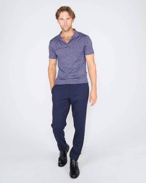 Lords Of Harlech Bobby Merino Wool Johnny Collar Polo City Geo In Blue