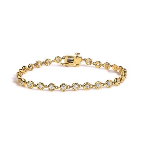 Haus of Brilliance 10K Yellow Gold 1 1/2 Cttw Lab Grown Diamond Bezel Link Bracelet at Nordstrom
