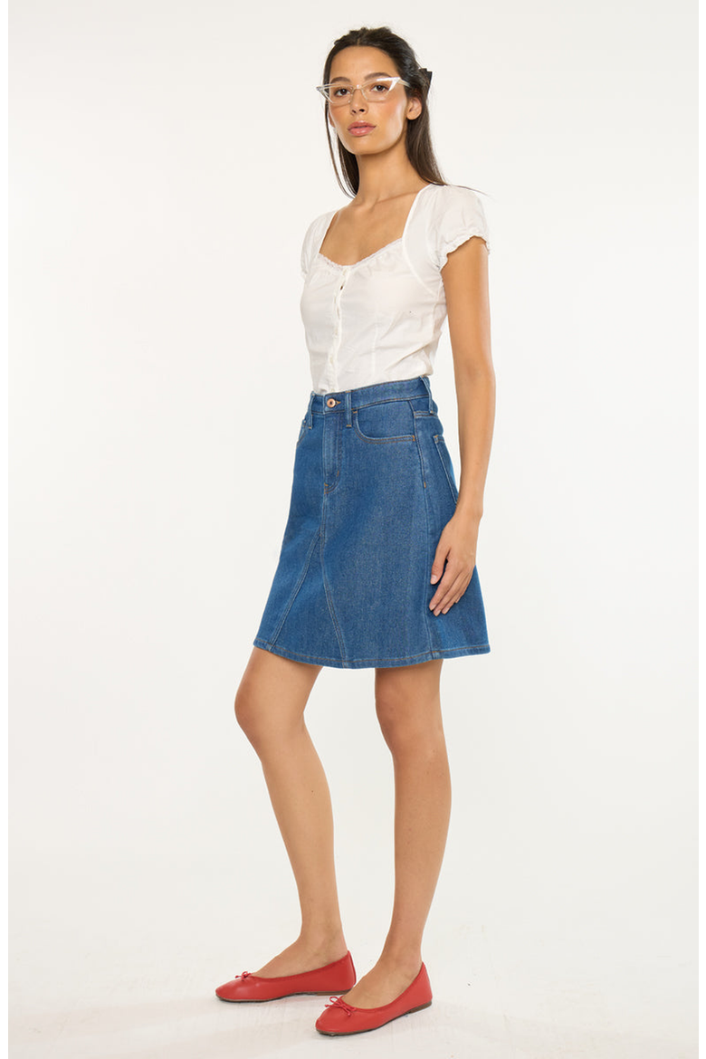 Trina High Rise Skirt, Alternate, color, Medium Wash