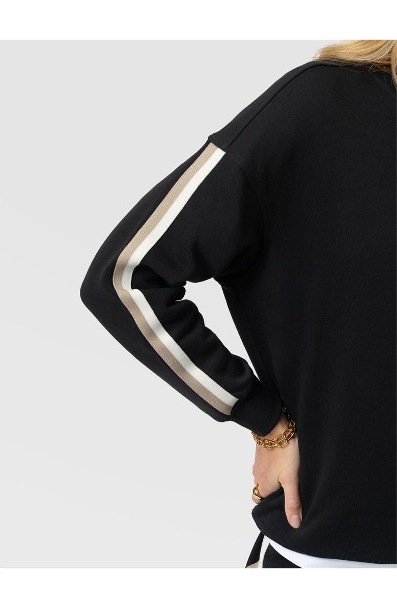 Saint + Sofia Victory Sweatshirt, Alternate, color, Black Cream/Beige Stripe