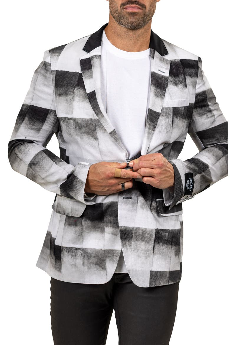 Unconstructed Marthyr022 Black Cotton Patchwork Blazer, Alternate, color, GREY