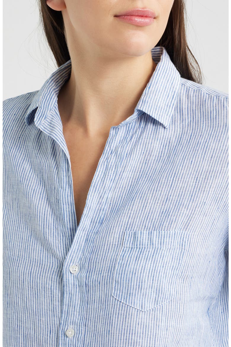 Relaxed Linen Button-Up Shirt, Alternate, color, THIN STRIPE