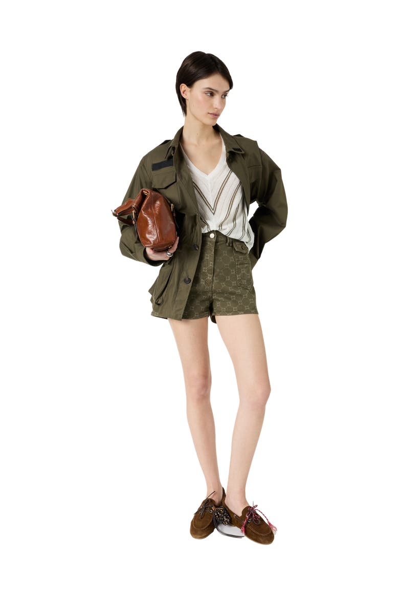 Lerya Linen Blend Chevron Knit Sweater, Alternate, color, Kaki Green