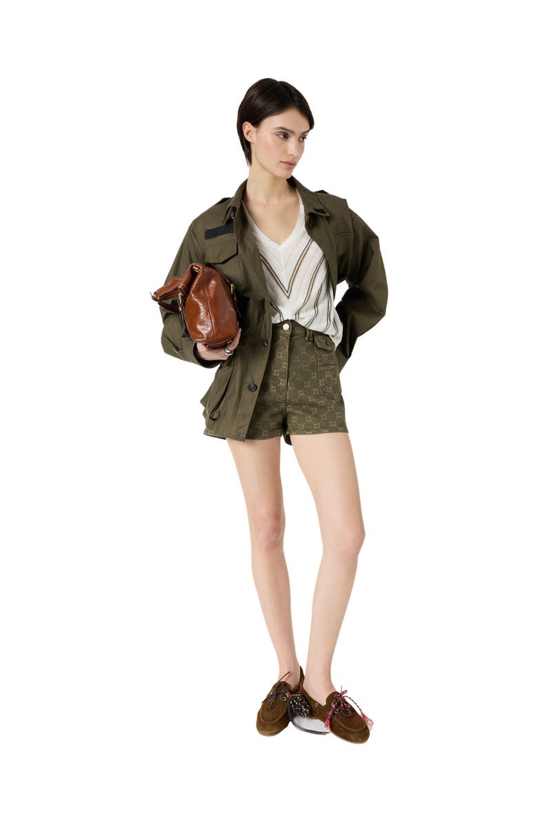 GERARD DAREL Lerya Linen Blend Chevron Knit Sweater, Alternate, color, Kaki Green