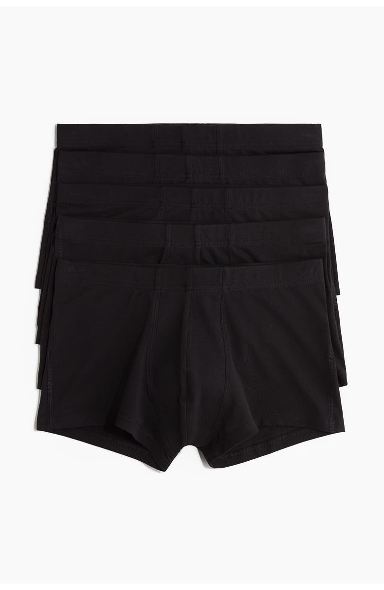 H&M 5-pack Cotton Short Trunks, Alternate, color, Black