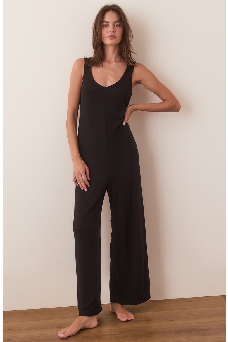 Lexi Rib Lounge Jumpsuit, Alternate, color, BLACK