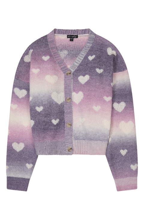 Kids' Ombré Heart Cardigan
