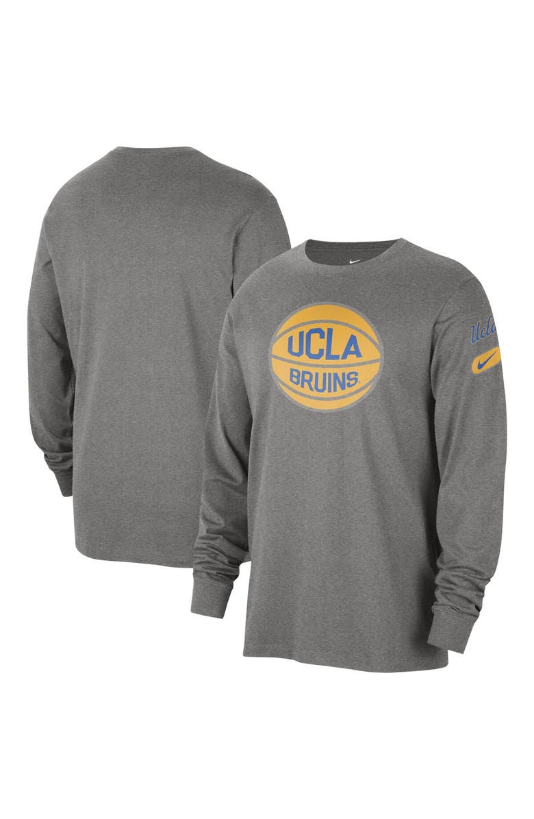 Nike Men's Nike Heather Gray UCLA Bruins Fast Break Long Sleeve T-Shirt, Alternate, color,
