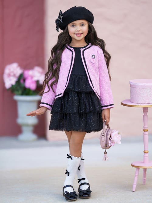 MIA BELLE GIRLS MIA BELLE GIRLS GIRLS L.O.L. SURPRISE! POSH TWEED BLAZER AND SEQUIN DRESS SET
