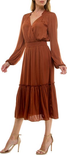 Long Sleeve Tiered Midi Dress