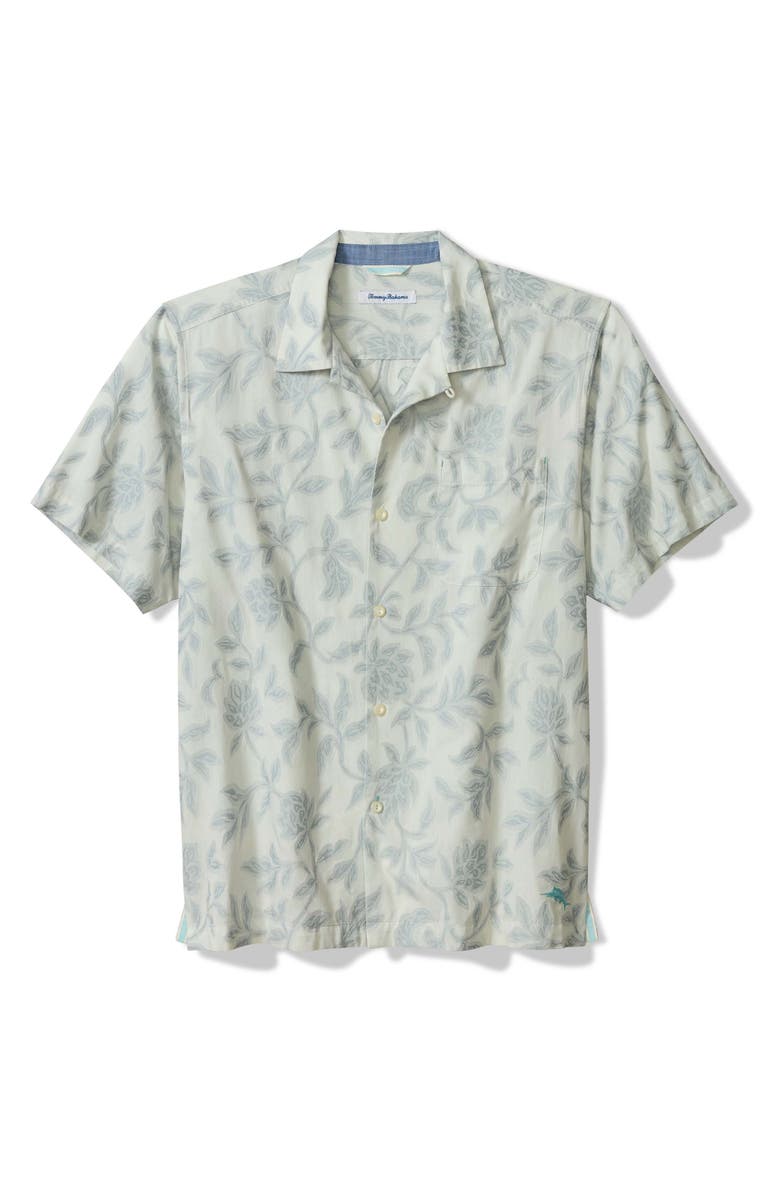 Tommy Bahama Vinca Vines Cotton Blend Button-Up Shirt, Main, color, Cold Air