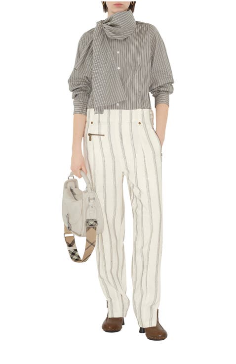 Striped Cotton Scarf Shirt