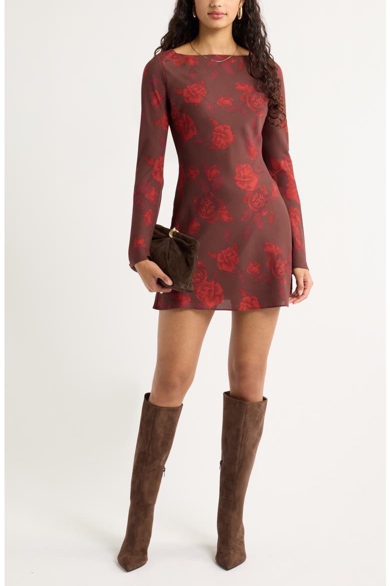 Bias Cut Minidress, Alternate, color, RED ROSED FLORAL
