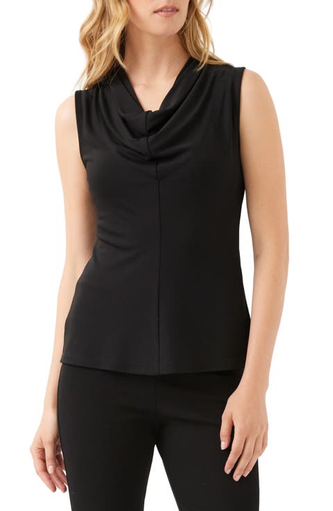 Draped Cowl Neck Sleeveless Jersey Top