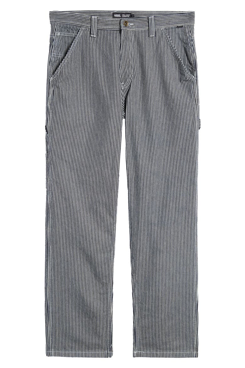 Drill Chore Stripe Relaxed Fit Tapered Pants, Alternate, color, INDIGO