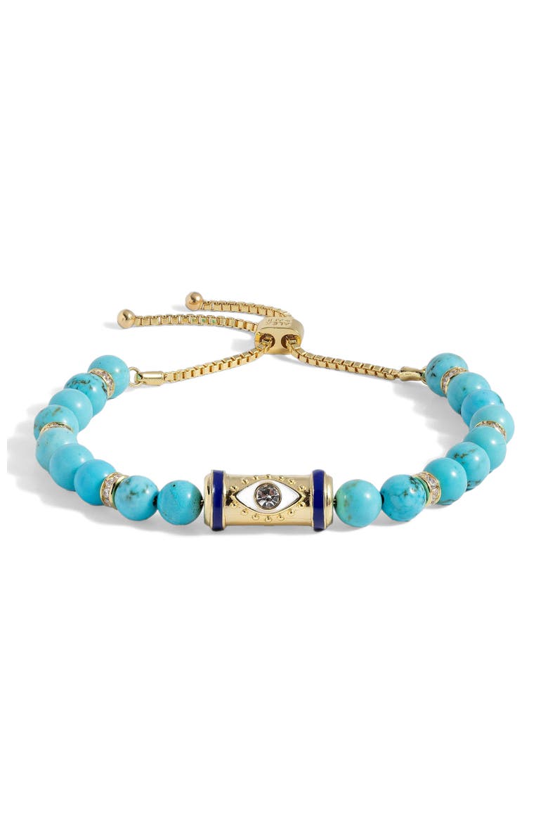 Evil Eye Bead Bolo Bracelet, Main, color, Gold
