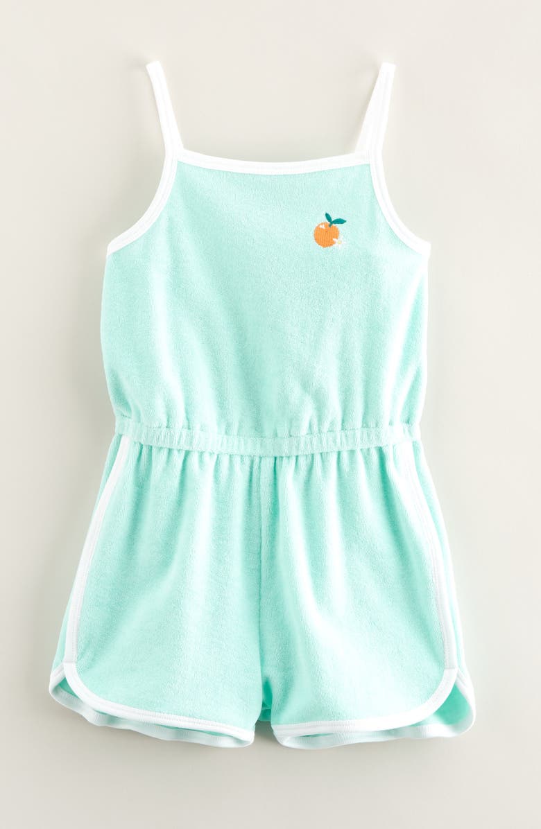 Tucker + Tate Kids' Organic Cotton Terry Romper, Main, color, Green Yucca Orange Pop