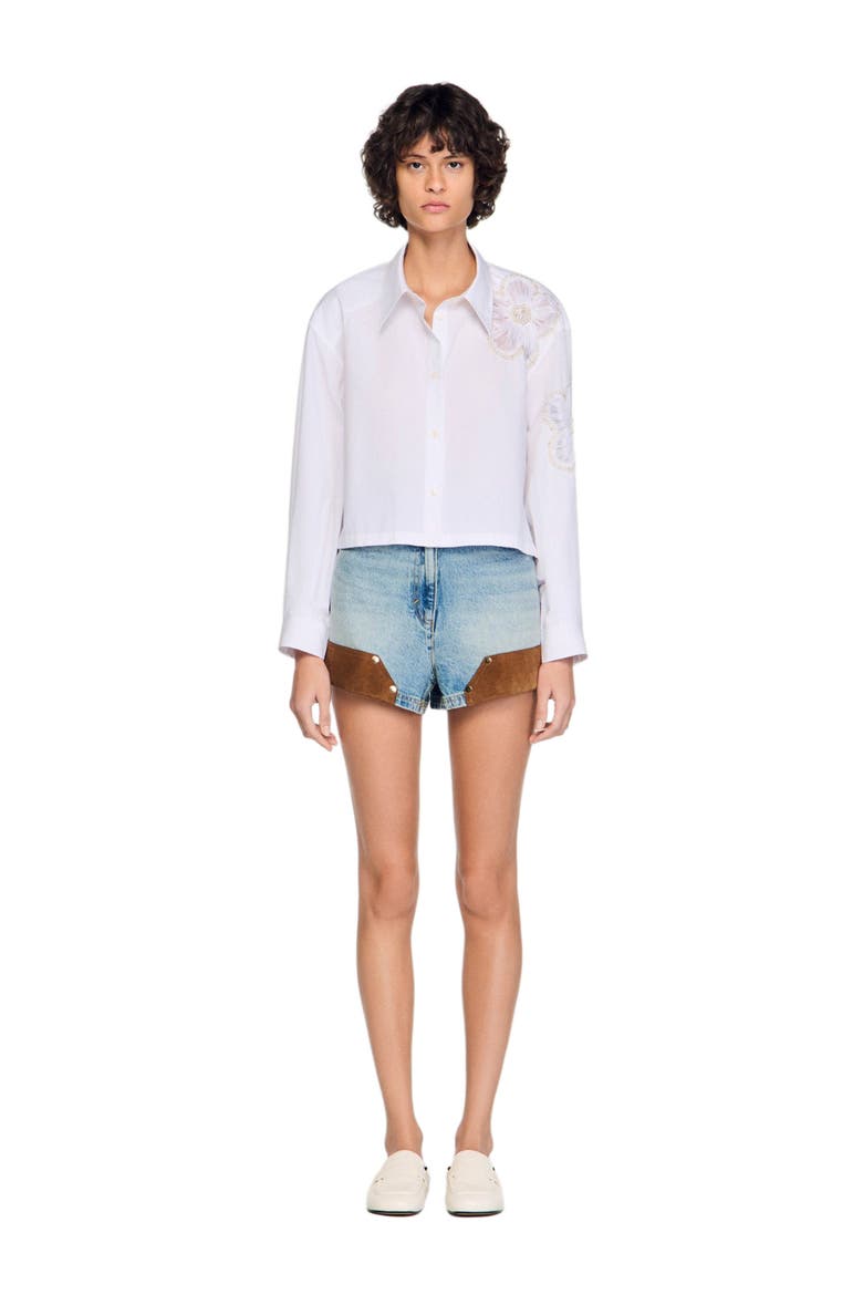 Embroidered shirt, Main, color, White / blue