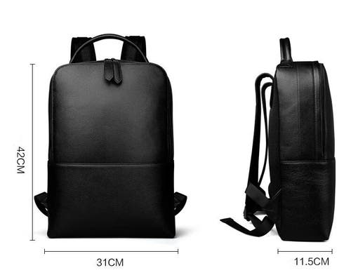 Steel Horse Leather Skald Black Pebbled Leather Backpack | Slim Black Leather Backpack In Black