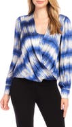 Karen Kane Tie Dye Drape Front Satin Top