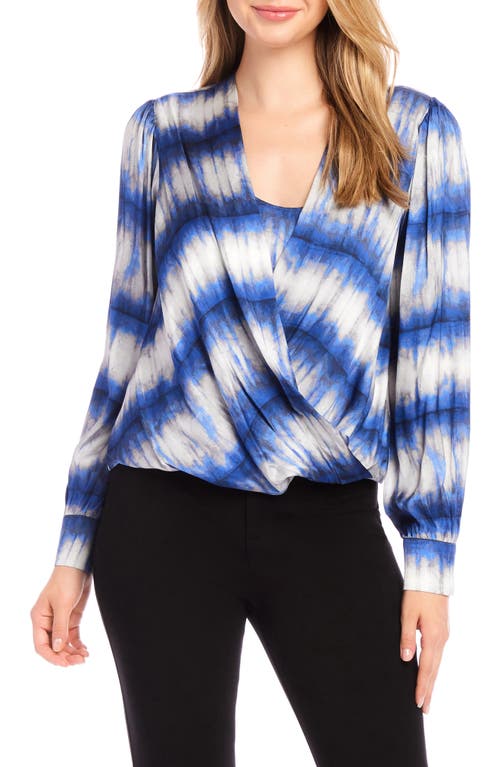 KAREN KANE KAREN KANE TIE DYE DRAPE FRONT SATIN TOP
