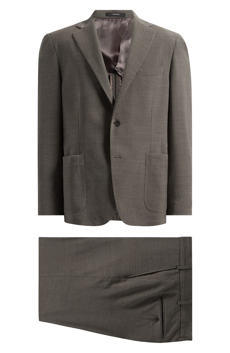 Vince Iker Regular Fit Wool Seersucker Suit, Main, color, Olive