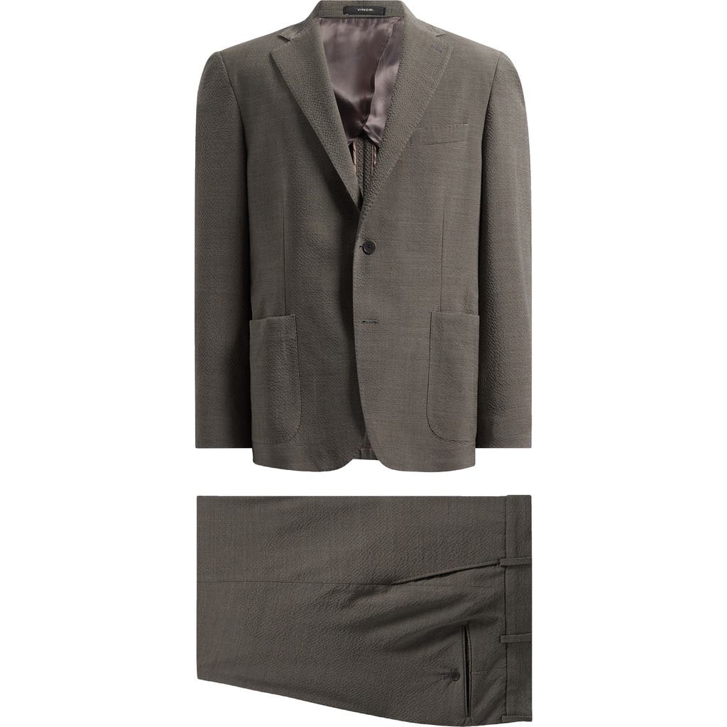 Vince Iker Regular Fit Wool Seersucker Suit In Olive