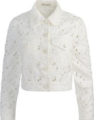 Alice + Olivia Chloe Eyelet Embroidered Denim Jacket