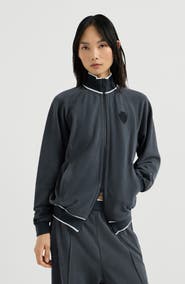 Brunello Cucinelli Cotton smooth French terry sweatshirt with zip and logo
