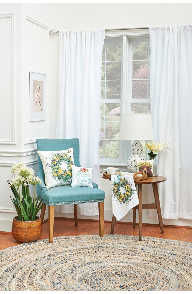 C&F Home Butterfly Wreath Design Spring Theme Printed Flour Sack Kitchen Dishtowel, Alternate, color, White