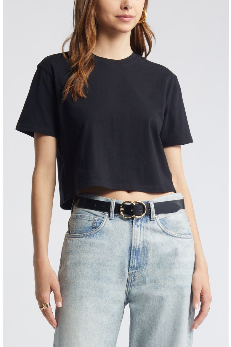 Boxy Crop T-Shirt, Main, color, BLACK