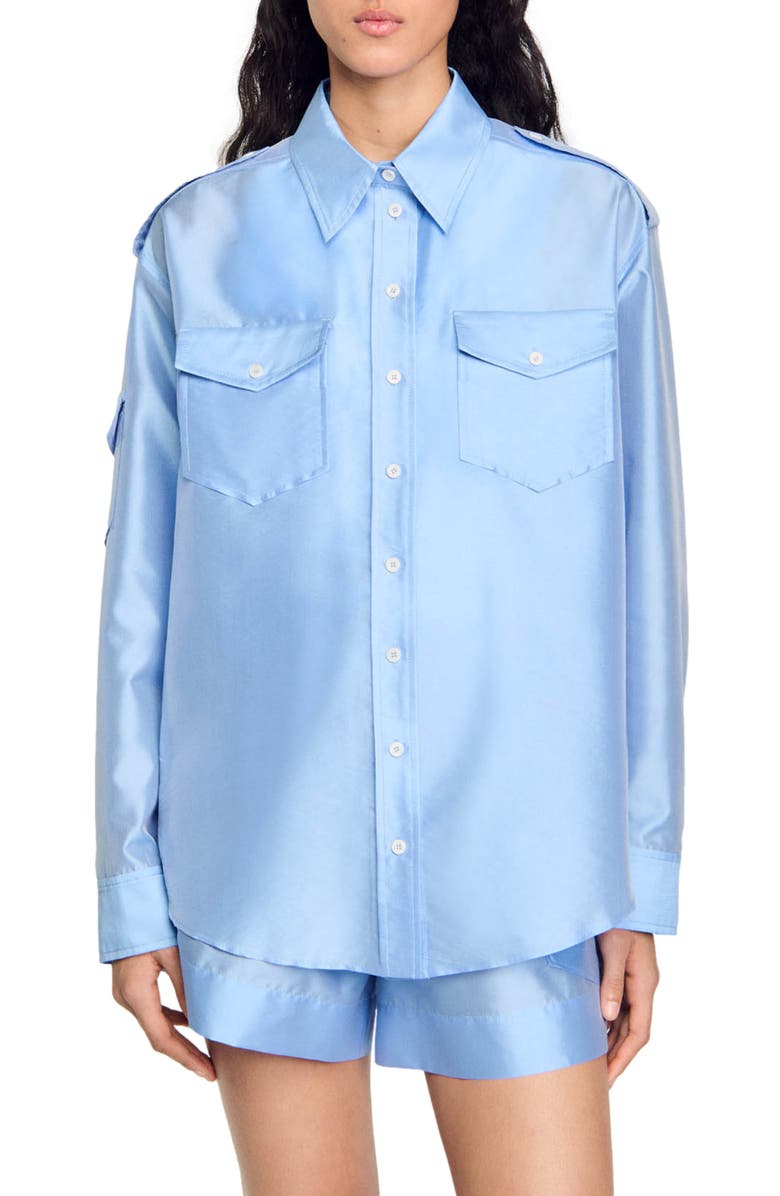 SANDRO Loose-fit satin shirt, Main, color, 
