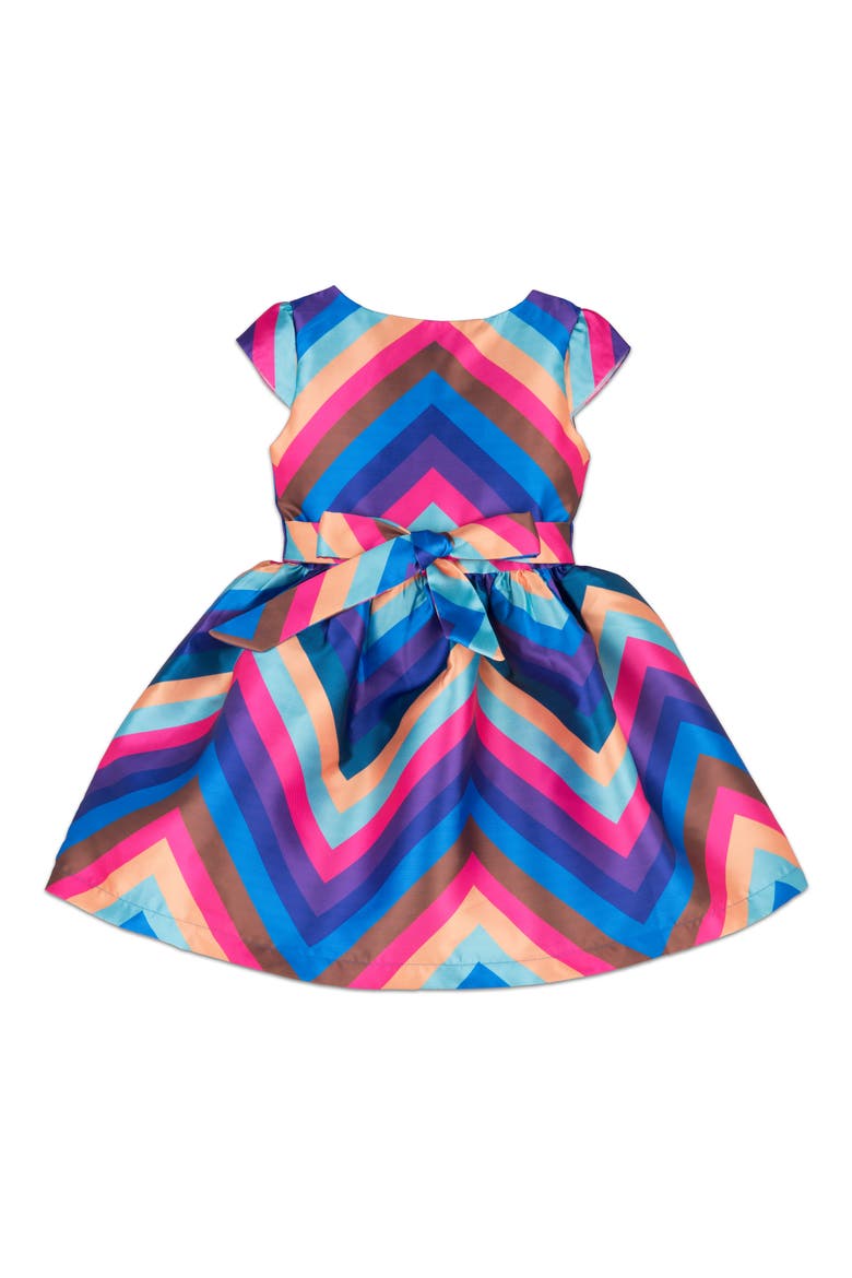 Striped Short Sleeve Taffeta Dress, Main, color, PINK