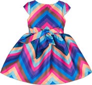 JOE-ELLA Joe-Ella Striped Short Sleeve Taffeta Dress