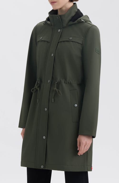 Hunter Kate Water Repellent Hooded Softshell Coat In Green