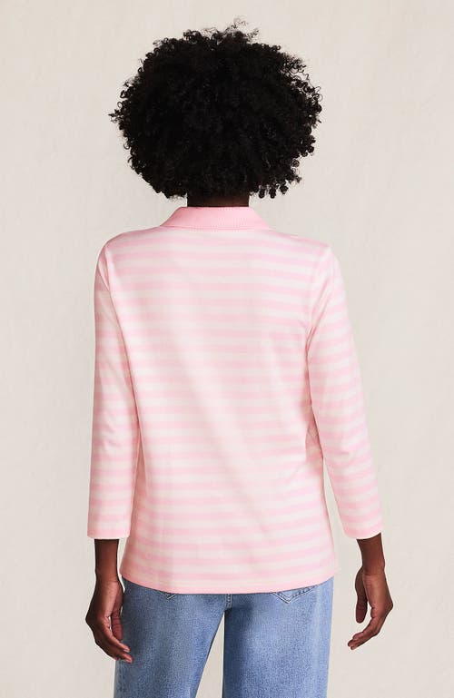 Lands' End 3/4 Sleeve Supima Cotton Polo Shirt In Pink