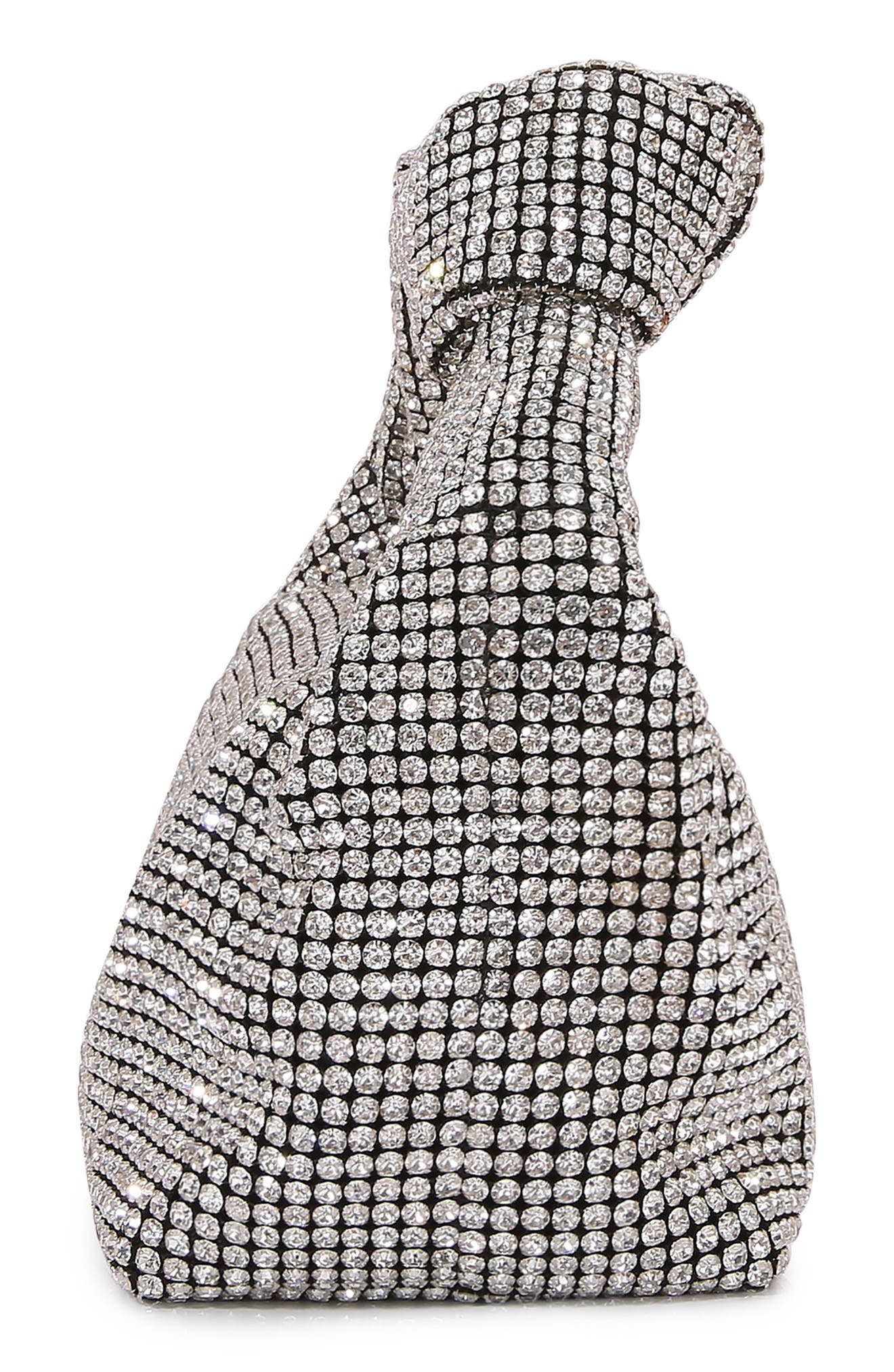 Knotted Handle Rhinestone Bag, Alternate, color, SILVER