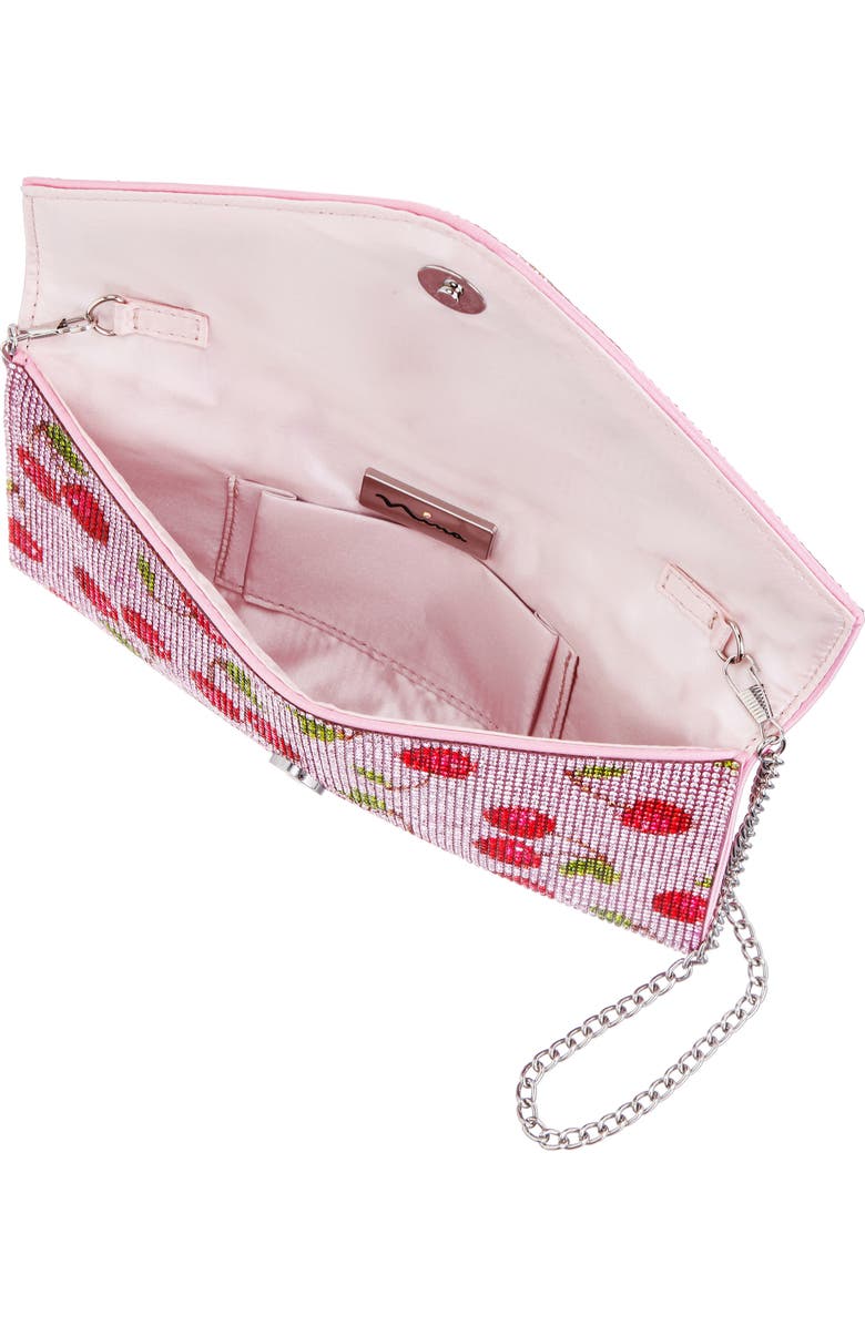 Nina Cherry Print Crystal Envelope Clutch, Alternate, color,