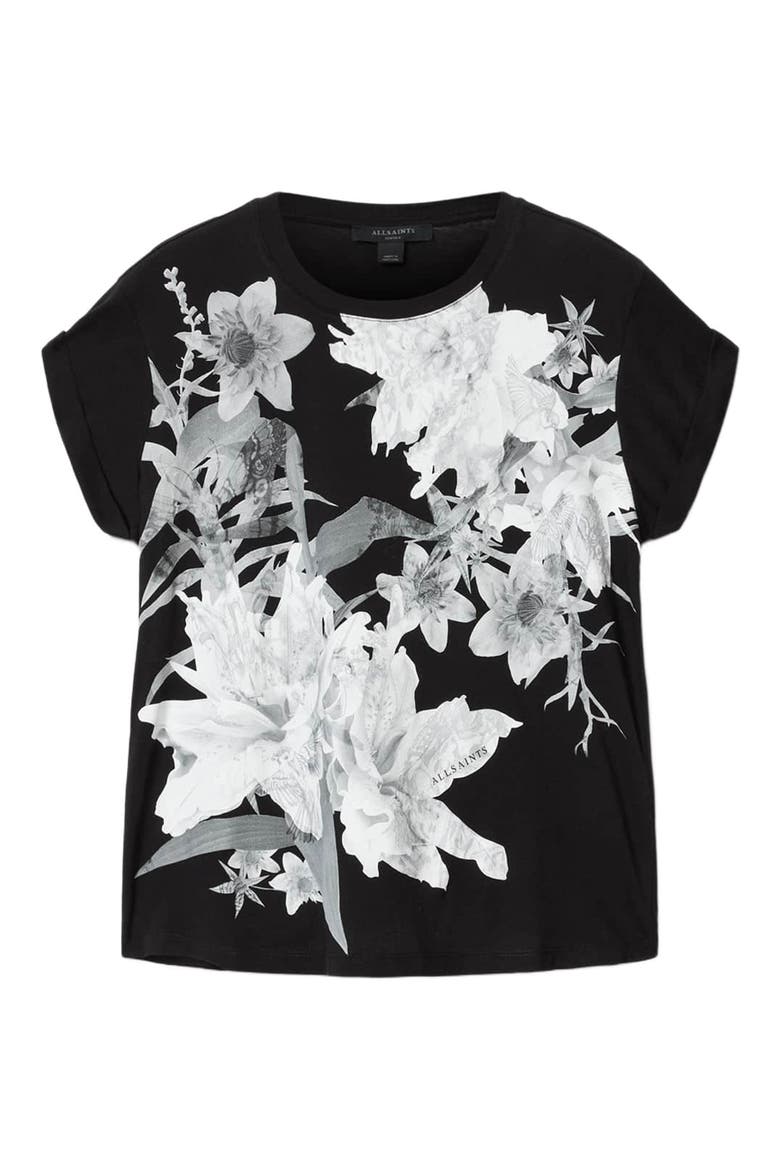 Crystal Anna Floral T-Shirt, Alternate, color, BLACK