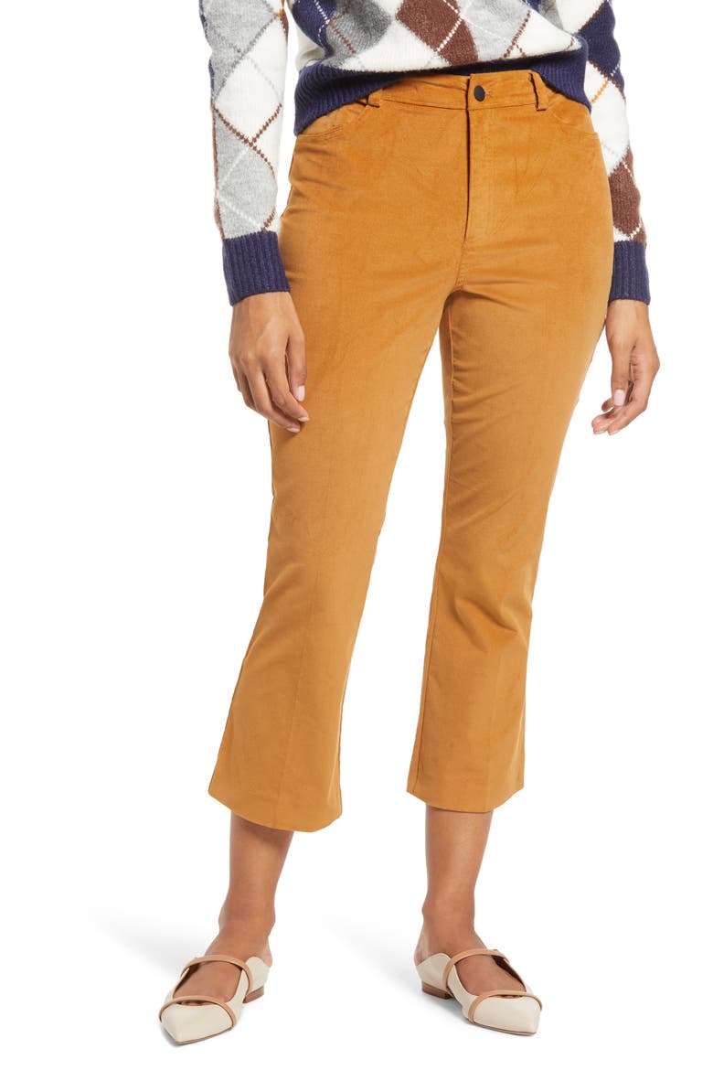 x Atlantic-Pacific Velveteen Kick Flare Pants, Main, color, TAN SUGAR