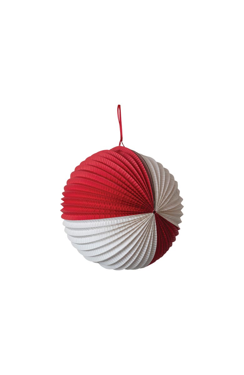 Storied Home Crinkle Paper Folding Ball Ornament, Red and White, Main, color, Red