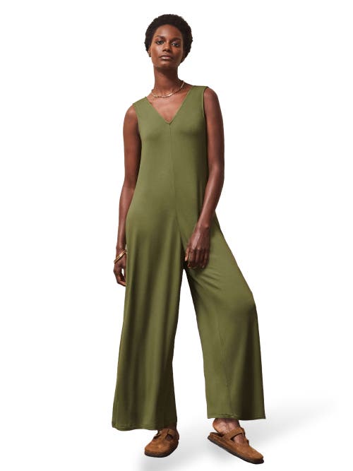 Ro&zo Jersey Sleeveless V-neck Jumpsuit In Green