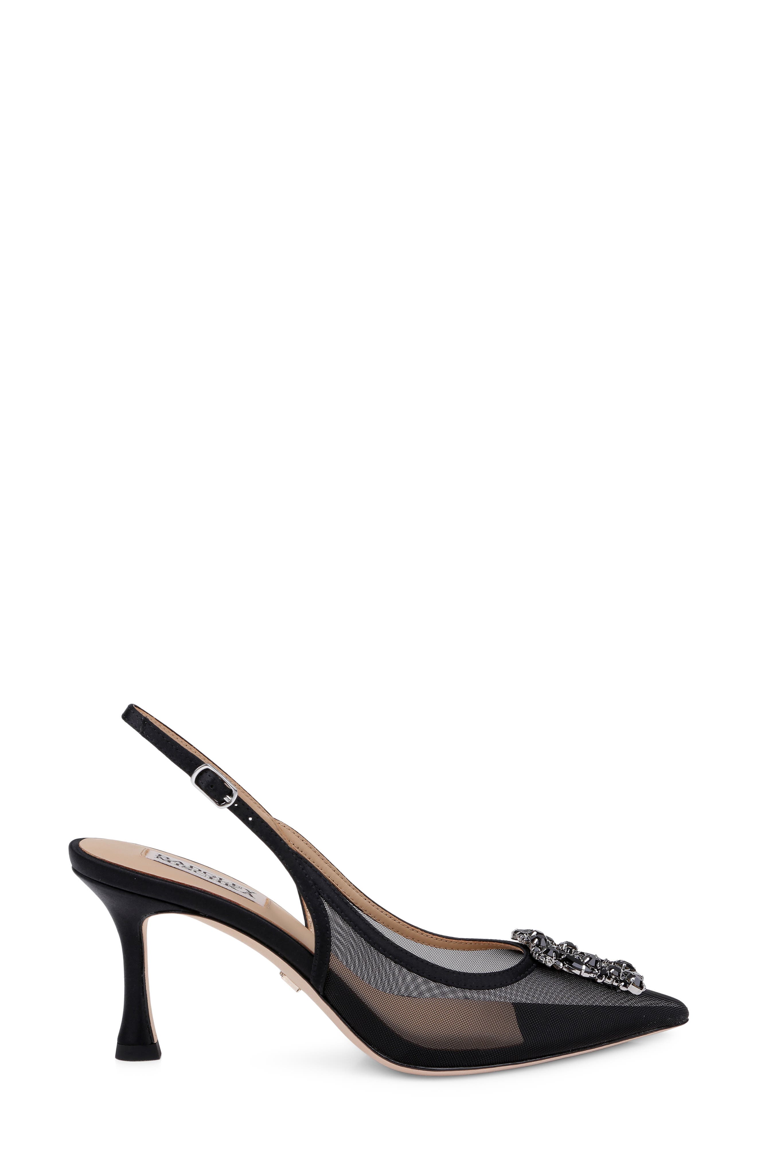 Badgley Mischka Collection Yuta Pointed Toe Slingback Pump, Alternate, color, Black Satin