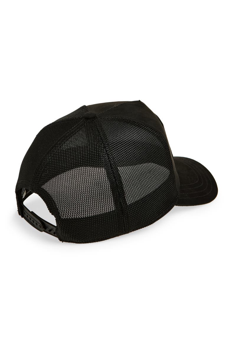 The Suede Patch Snapback Trucker Hat, Alternate, color, BLACK SPIDER